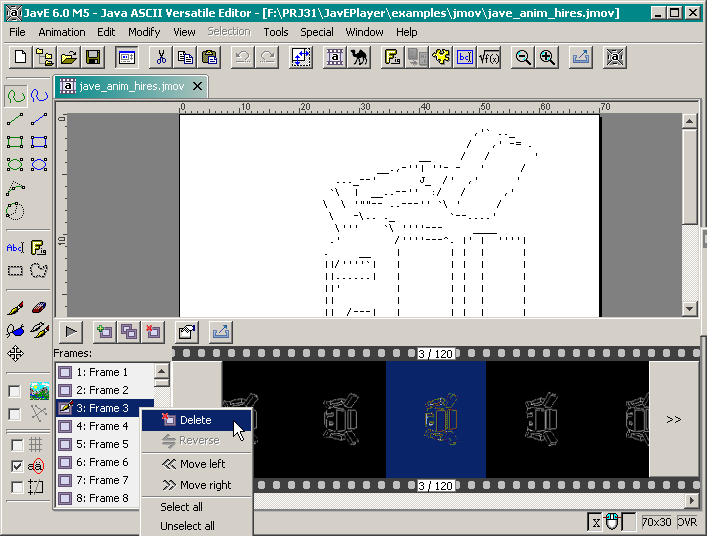 screenshot: animation editor