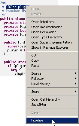 Screenshot: Context menu